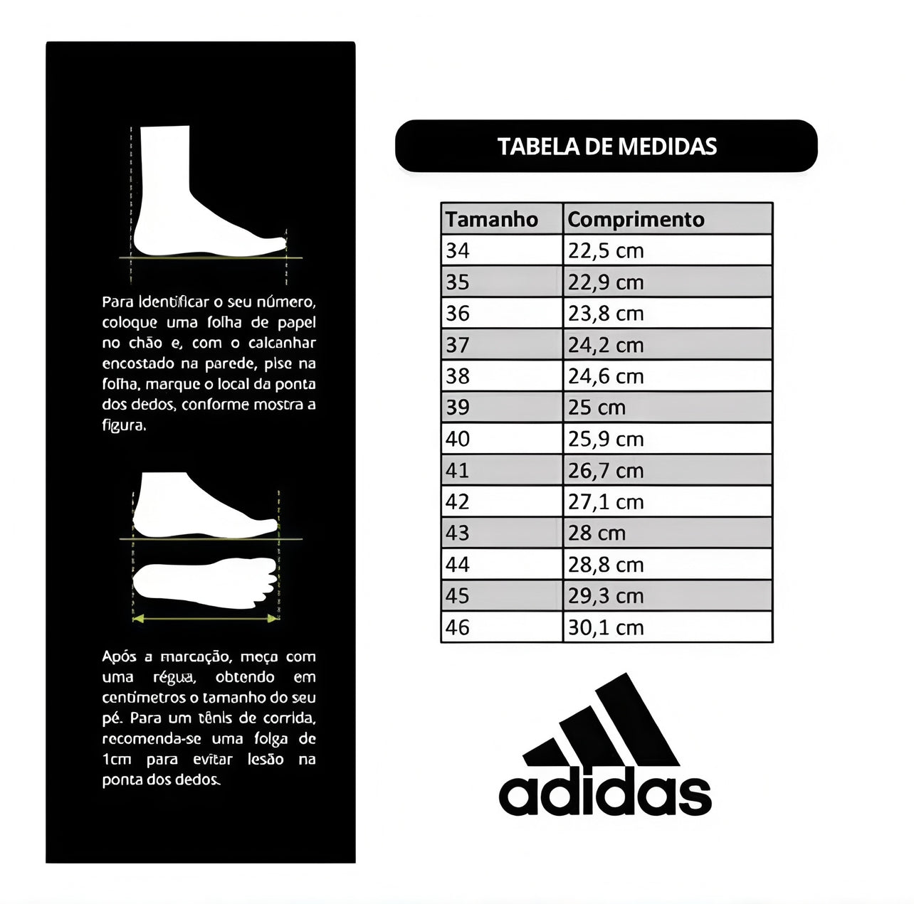 Tabela Tamanhos Adidas